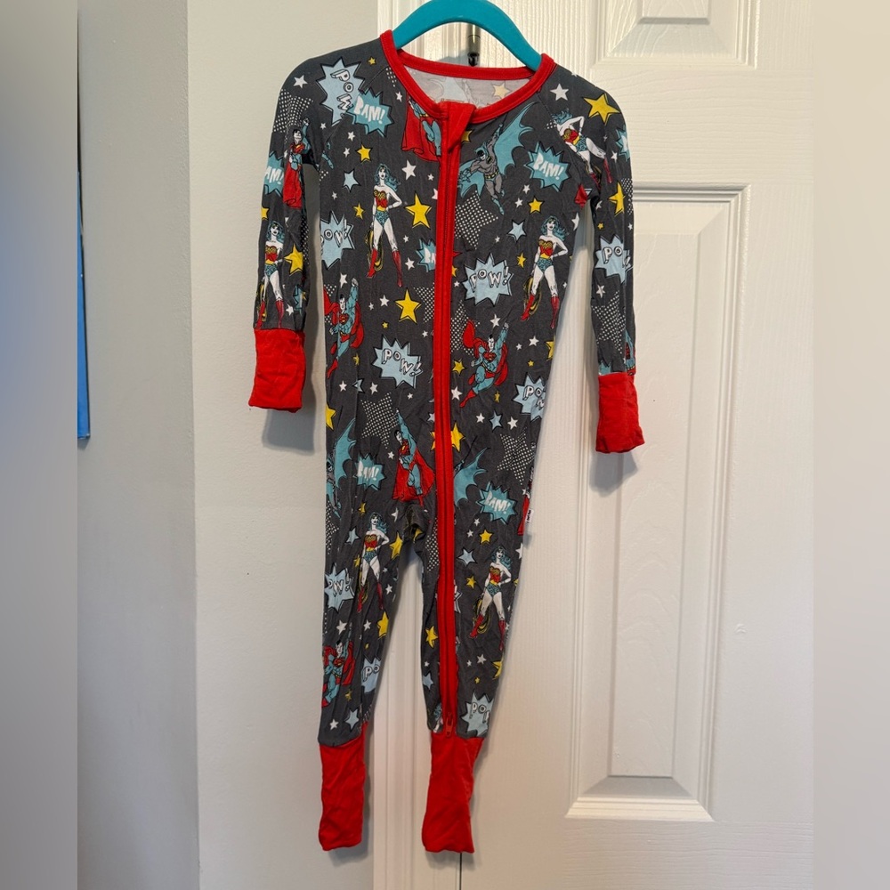 Little Sleepies Limited Edition Justice League Red and Gray Bamboo Footies